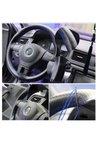 Volkswagen Touareg 2004-2015 Deri Direksiyon Kılıfı Dikmeli Noktalı Mavi Dikişli