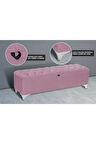 Vetra Chester Model Pembe Sandıklı Puf - Kapitoneli Model 140cm Sandıklı Bench