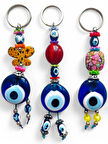 Nazar Boncuklu Anahtarlık 3 Adet Çanta Süsü, Araba, Ofis, Ev Anahtarı Hediyelik Arkadaş Anahtarlık