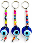 Nazar Boncuklu Anahtarlık 3 Adet Çanta Süsü, Araba, Ofis, Ev Anahtarı Hediyelik Arkadaş Anahtarlık
