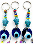 Nazar Boncuklu Anahtarlık 3 Adet Çanta Süsü, Araba, Ofis, Ev Anahtarı Hediyelik Arkadaş Anahtarlık