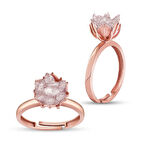 Gümüş Rose Beyaz Lotus Çiçeği Yüzük