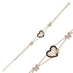 Gümüş Kalpli Kelebek Kadın Bileklik