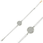 Gümüş Beyaz Taşlı Yuvarlak Kadın Bileklik