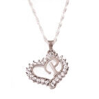 Gümüş P Harf Kalpli Kadın Kolye