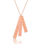 Gümüş Rose İsimlik Çubuk Plaka Kolye