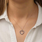 ​Gümüş Rose Kalpli Aile Kadın Kolye