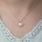 ​Gümüş Rose Kişiye Özel Kalbin İçinde Kalp Kadın Kolye