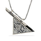 Gümüş Üçgen İçi Açılabilen Tuğra Muskalık Kolye