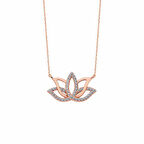 Gümüş Rose Lotus Çiçeği Kolye