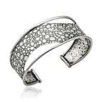 Gümüş Eskitme Desenli Kadın Bilezik