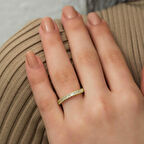 ​​Gümüş Gold Sıralı Baget Taşlı Kadın Yüzük