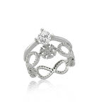 Gümüş Çift Taraflı Sonsuzluk Tek Taş Yüzük