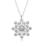 Gümüş İncili Kar Tanesi Kadın Kolye
