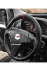 Fiat Linea Uyumlu Dikmeli Direksiyon Kılıfı Soft Siyah Deri Kırmızı Yüzüklü A+plus ( 38×10.5cm )