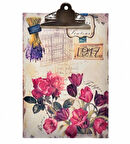 Kırmızı Gül Dosya Tutucu Hediyelik Dosya Tutacağı Kıskaçlı Notluk Kıskaçlı Dosya Tutacağı Metal