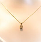 Altın Baget Taşlı Kolye Ucu ve Zinciri