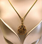 Altın Damla Tuğralı Kolye  Ucu ve Halat Zincir 3761