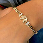 Altın R Harfli Gurmet Bileklik-Künye
