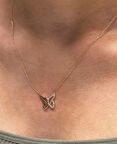 14 Ayar Altın Kelebek Kolye Ucu ve Zinciri 28188