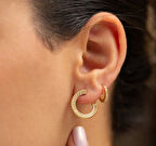  Altın Taşlı Halka Kadın Küpe 35146