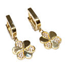 14 Ayar Altın Yonca Model Halka Küpe 25164