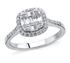 14 Ayar Beyaz Altın Baget Taşlı Yüzük