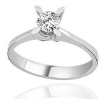  14 Ayar Beyaz Altın Tek Taş Yüzük 24109