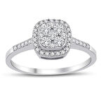 Beyaz Altın Coronet Taşlı Baget Yüzük 34286