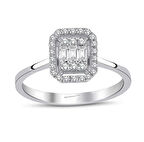 Beyaz Altın Baget Taşlı Yüzük 34287