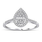 Beyaz Altın Baget Taş Yüzük 34289