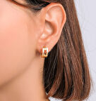  Altın Çift Sıra Ajda Halka Küpe