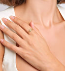 Altın İki Sıra Üçlü Burma Yüzük