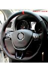Vw Passat B8-b8,5 Uyumlu Alkantara-karbon Kırmızı Yüzüklü Direksiyon Kılıf