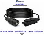 EvDeCharge H07RN-F Uzatma Kablosu | 3×2,5 Mm² | 16A | 2'li Priz | Elektrikli Araç Şarjı için En Doğru Uzatma Kablosu