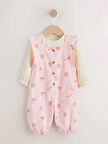 Next Baby Krem Pembe Salopet Body Zıbın Set