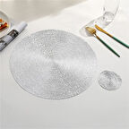 PVC yemek takımı, Yuvarlak PVC Amerikan Servis Seti 6 Parça Gümüş(Silver)