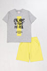 Yazılı Erkek Çocuk Şortlu İkili Takım