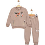 Fermuar Cep Detaylı Erkek Çocuk Eşofman Takımı