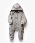 Önden Fermuarlı Animal Desenli Erkek Bebek Tulumu