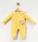 Dantel Yakalı Kız Bebek Sarı Tulum