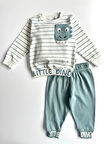 Küçük Dino Çizgili Erkek Bebek İkili Takım