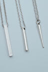 3'lü Çubuk Prizma Silindir Çubuk  Gümüş Kaplama Unisex Düz Zincir Kolye Seti kod 1197