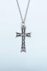 Kuru Kafalı Haç Düz Zincir Kolye