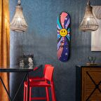 "Acid Party" Kaykay Duvar Dekoru, El Yapımı Ahşap Duvar Dekoru