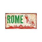 Roma İtalya Tasarımlı Eski Görünümlü Metal Tabela – Dekoratif Alüminyum Levha - 10x20 cm