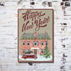 Happy New Year Dekoratif Alüminyum Levha - Metal Duvar Dekorasyon Tabelası - 15cm x 22,5cm