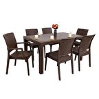 Mandella Elit 90x150 Rattan 2 Elit Koltuk 4 Elit Sandalye Masa Takımı Kahverengi