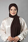 Kahverengi Pratik Hazır Geçmeli Bone Şal Şifon Kendinden Boneli Tek Bantlı 1453_14