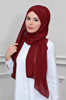 Bordo Pratik Hazır Geçmeli Bone Şal Şifon Kendinden Boneli Tek Bantlı 1453_16